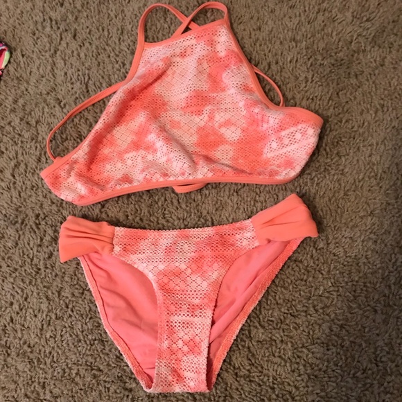 American Eagle Outfitters Other - American Eagle high neck pink crochet bikini